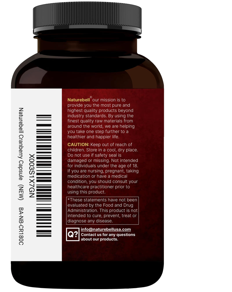 NatureBell Cranberry Pills 2 Pack – 36,000mg Extract, Acerola | Organic, Sugar Free