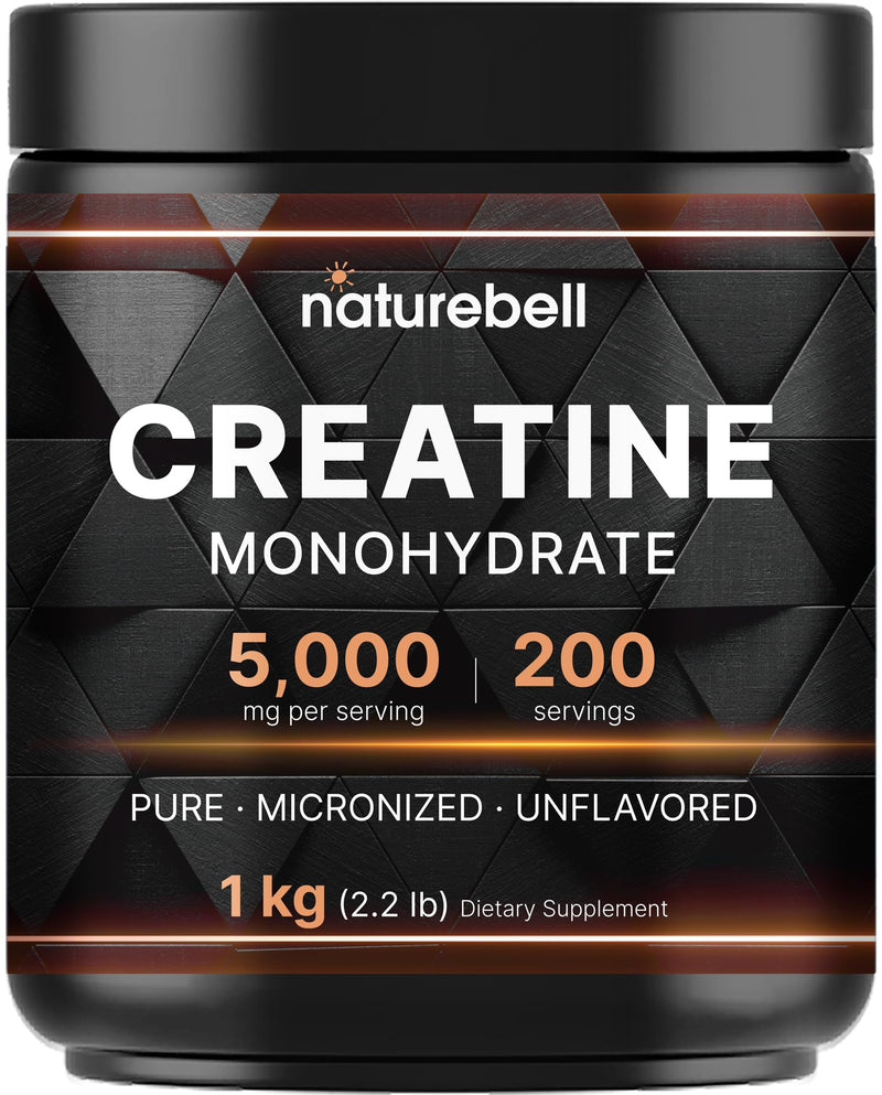 NatureBell Creatine Monohydrate Powder 1,000g | 200 Servings | Micronized & Unflavored