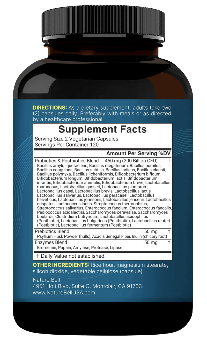 NatureBell Probiotic 200B CFU – 40 Strains | 240 Veggie Capsules