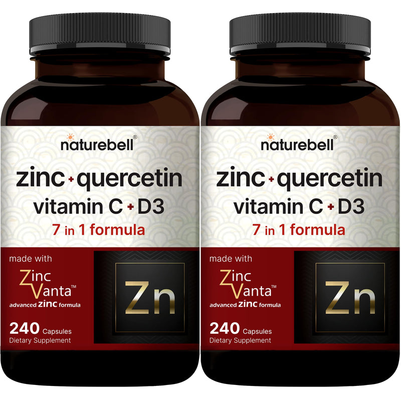 NatureBell Zinc Quercetin 480 Capsules (2 Pack) - 4-in-1 Immune Support