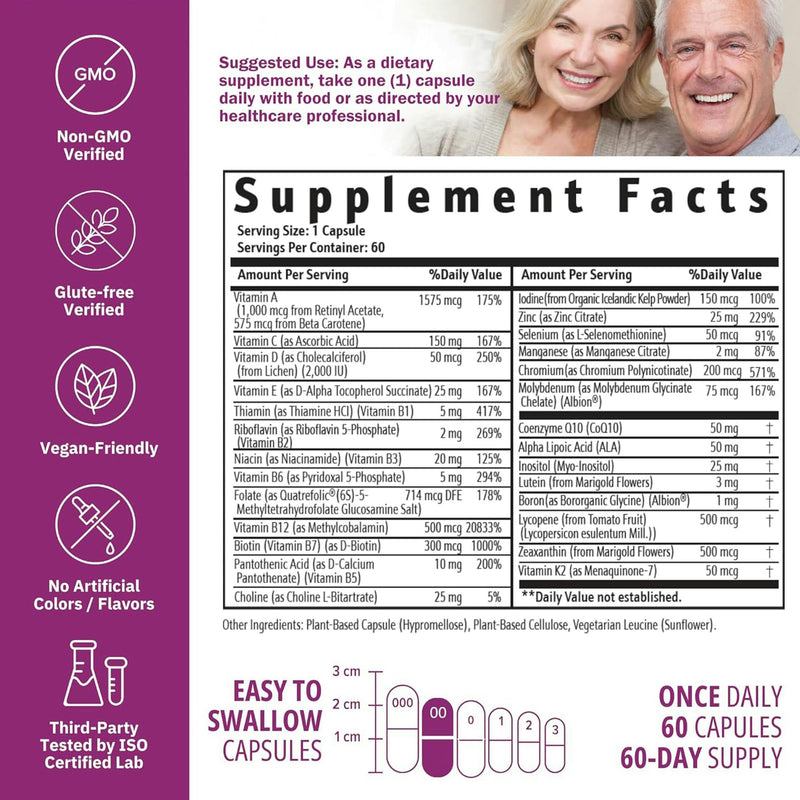 NatureGenX Just One Daily Methylated Multivitamin - 60 Caps, 2-Month Supply, Iron-Free, MTHFR Support, Gluten Free