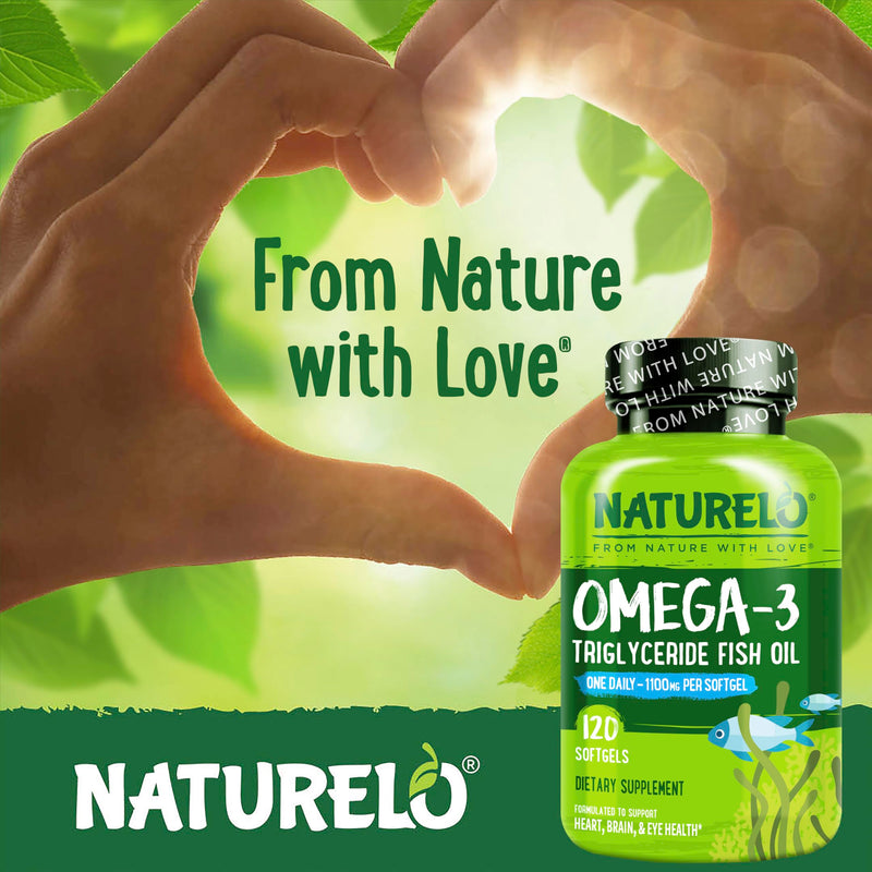 NATURELO Burpless Omega-3 Fish Oil - 1100mg TG EPA + DHA | 120 Softgels | 4 Months Supply