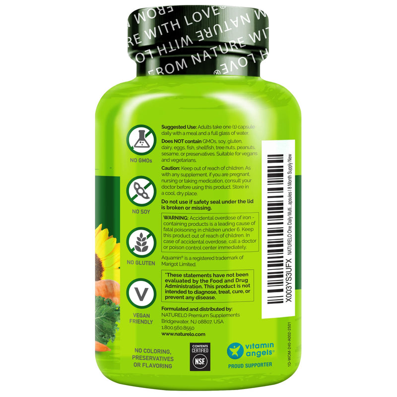 NATURELO One Daily Multivitamin for Women – 240 Ct | Vegan, Non-GMO, Gluten Free