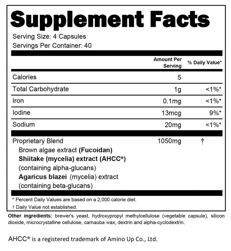 NatureMedic Fucoidan with AHCC® – Brown Seaweed Immunity Supplement, 160 Veg Capsules, Made in Japan