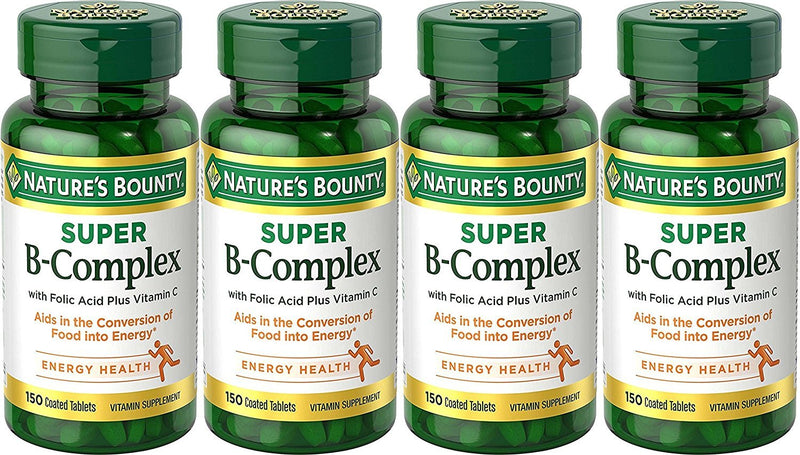 Nature's Bounty B-Complex with Folic Acid and Vitamin C, 150 Tablets (Pack of 4)