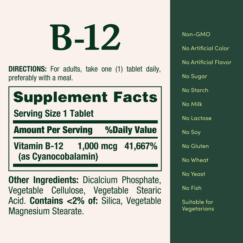 Nature's Bounty Vitamin B12 1000 mcg – Supports Energy Metabolism, 200 Count
