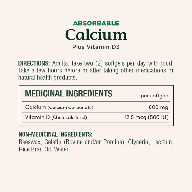 Nature's Bounty Absorbable Calcium 1200mg + Vitamin D3 1000IU – 200 Count | Gluten-Free