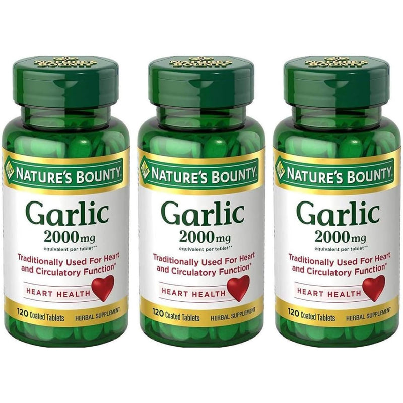 Nature's Bounty Garlic 2000mg Tablets - 120 ea (Pack of 3)