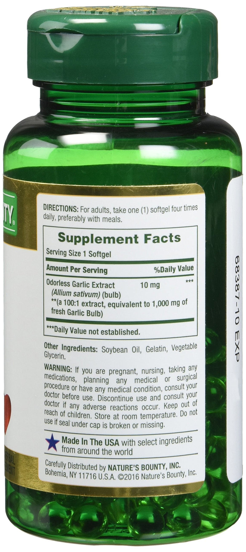 Nature's Bounty Garlic Extract 1000 mg | 100 Rapid Release Softgels (Pack 4)