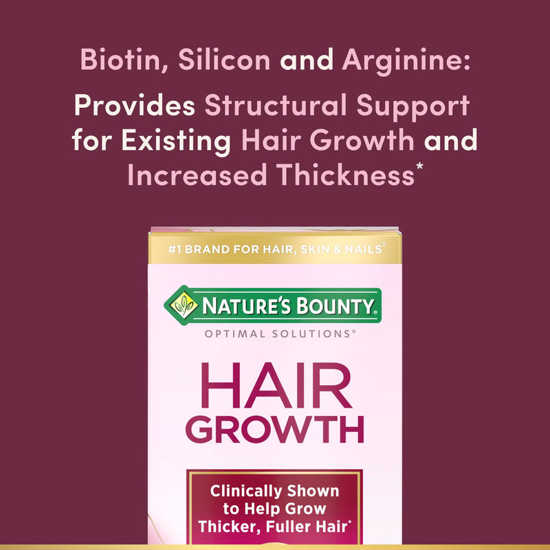 Nature's Bounty Optimal Solutions Hair Growth – Biotin, Arginine & Silicon | 30 Capsules
