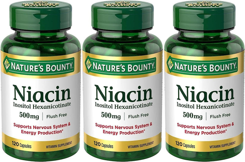 Nature's Bounty Niacin Flush Free 500 mg – Set of 3 (120 Capsules Each) | Maven Gifts