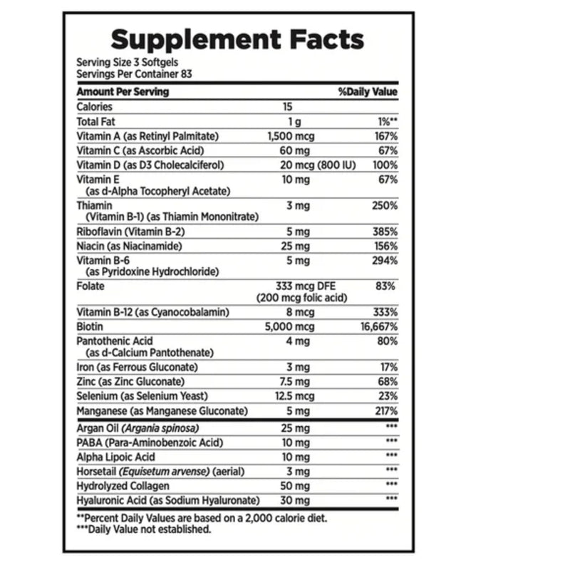Nature's Bounty Hair Skin & Nails 5000 mcg Biotin - 250 Coated Tablets Extra Strength