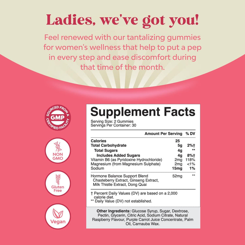 Natures Craft Hormone Balance Gummies for Women – PMS & Menopause Support (60 Chews, 2-Pack)