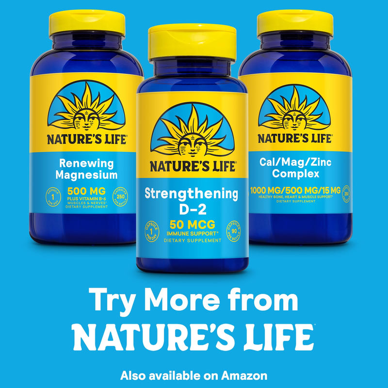 Nature's Life Vitamin D2 2000 IU – Immune Support & Bone Health (60-Day Guarantee, 90 Veg Caps)