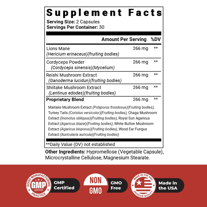 Nature's NutriWave Dr. Love Roar Lion's Mane Mushroom Supplement – Plant-Based, Vegan, Gluten-Free, USA Made