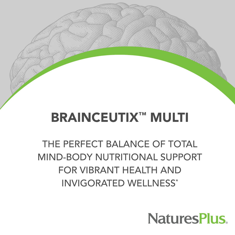 Nature's Plus BrainCeutix Multivitamin Capsules – 90 Capsules (30 Servings) – Supports Cognition, Focus & Memory – Vegan, Gluten Free, Non-GMO