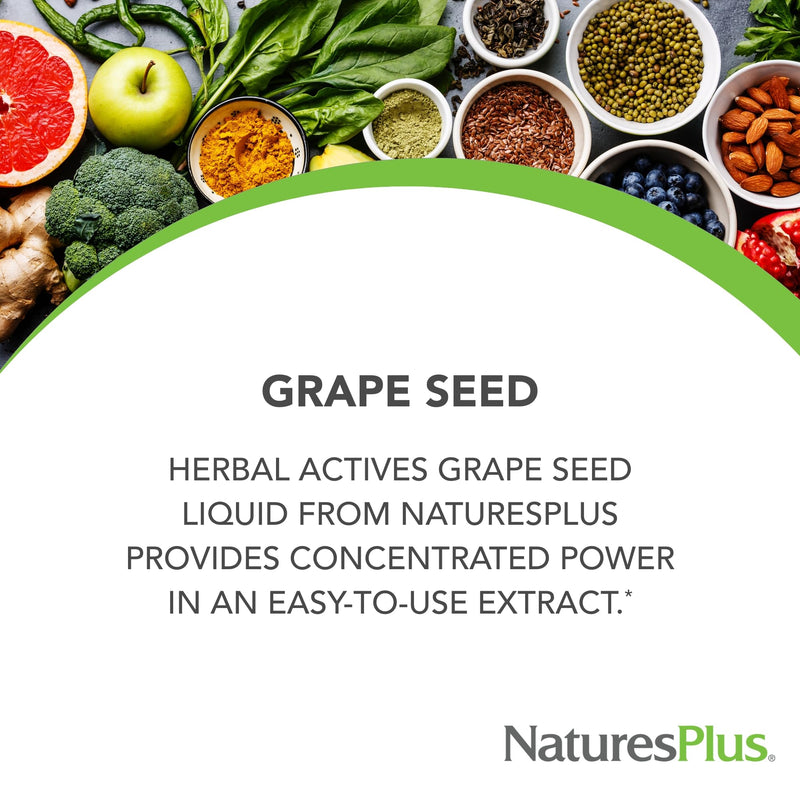 Natures Plus Herbal Actives Grape Seed 25 mg Liquid Suspension - Vegan Drops (1 oz)