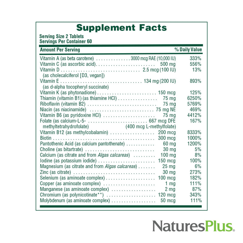 Natures Plus Source of Life Men Multivitamin - 60 Veg Tablets | Whole Food, Gluten Free