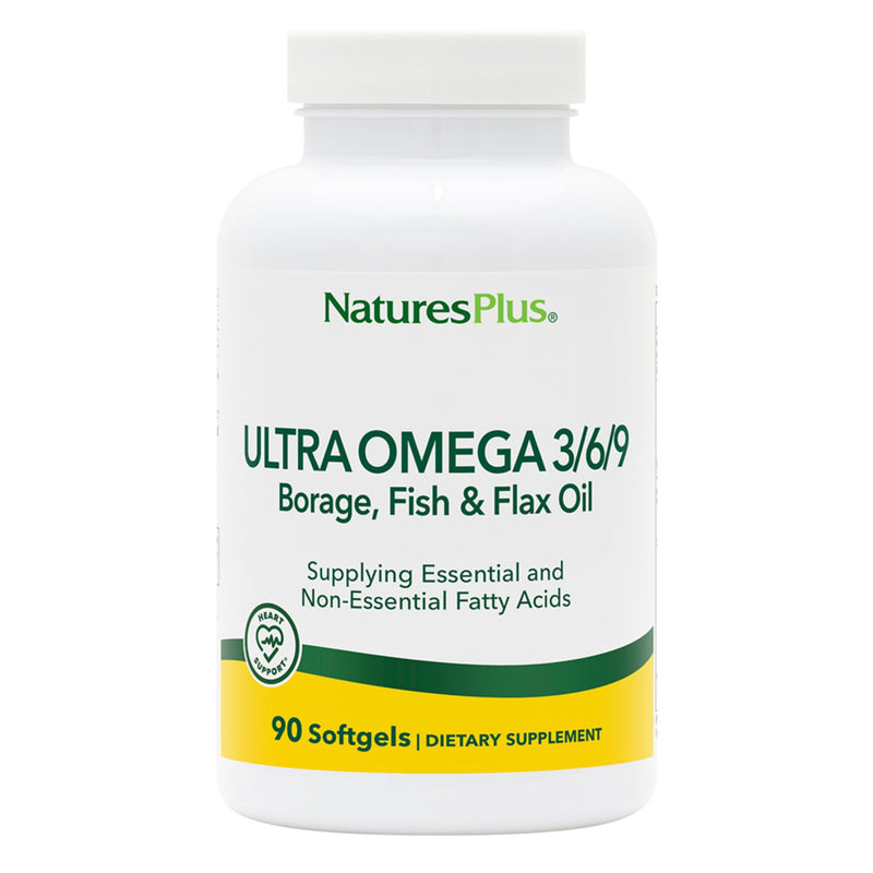 Natures Plus Ultra Omega 3-6-9 1200 mg – 90 Softgels | Borage, Fish & Flax Oil, Gluten-Free