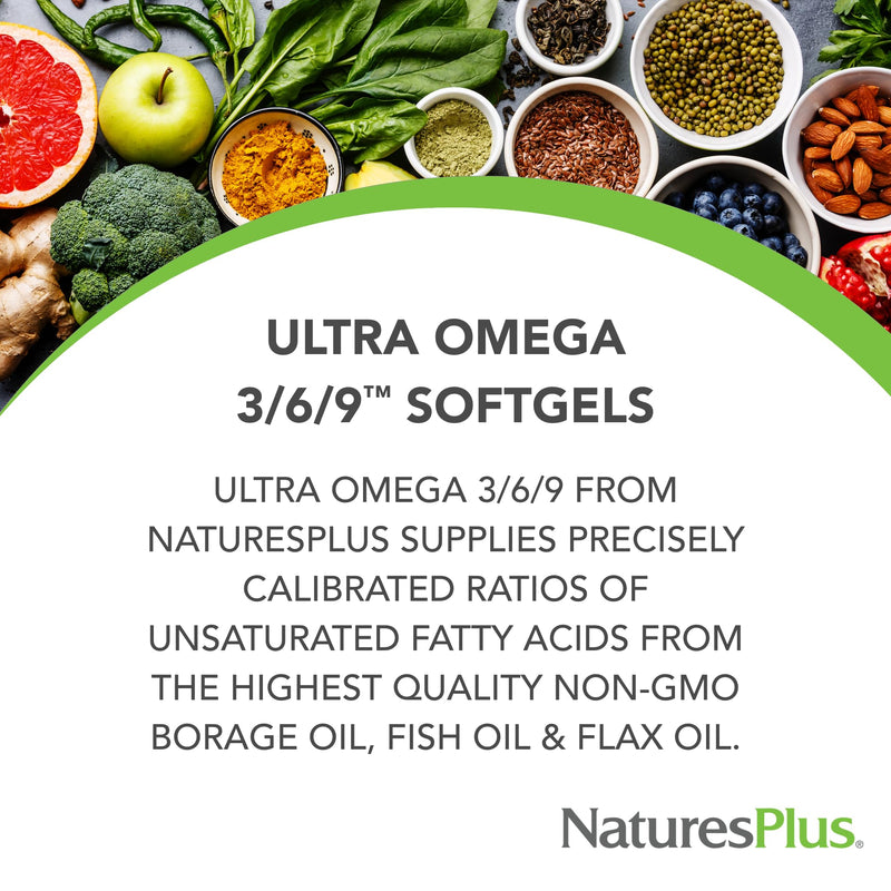 Natures Plus Ultra Omega 3-6-9 1200 mg – 90 Softgels | Borage, Fish & Flax Oil, Gluten-Free