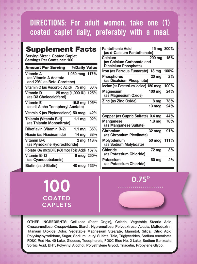 Nature's Truth Multivitamin for Women with Iron - 100 Pills | Non-GMO & Gluten Free | ABC Complete