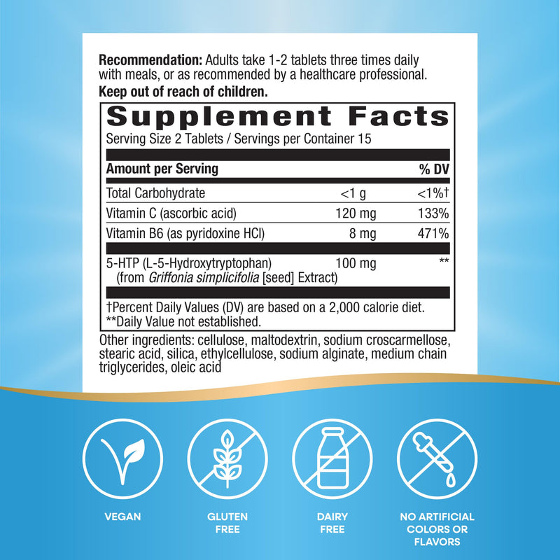 Nature's Way 5-HTP – Griffonia Bean Extract, 50 mg 5-HTP, 30 Tablets (Vegan, Gluten Free)