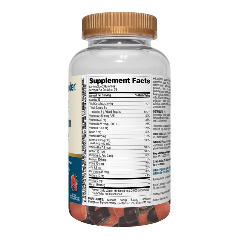 Nature's Wonder Women's Multivitamin Gummies – Energy & Immune Support, 75 Day Supply, 150 Count