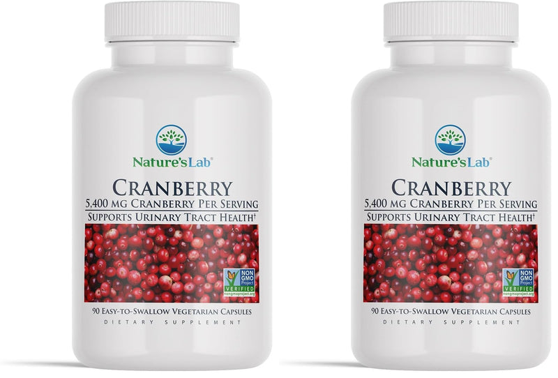 Nature's Lab Cranberry 5400mg – UTI Support | Non-GMO, Vegan, Gluten Free | 90 Capsules (3-Month) Pack of 2