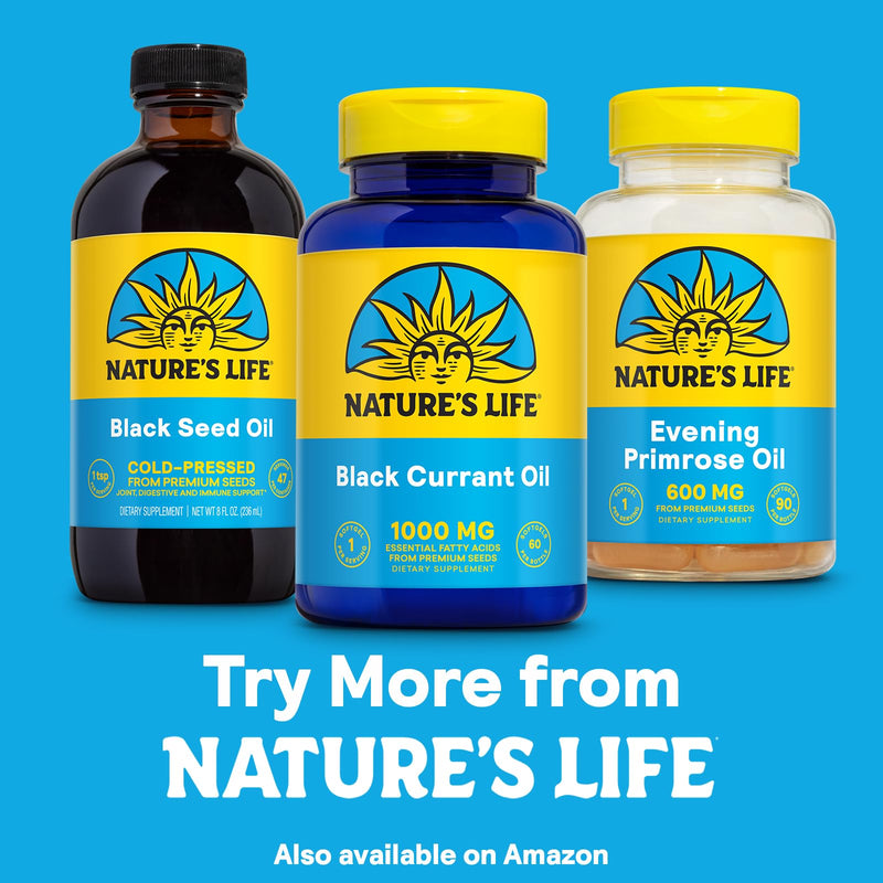 NATURE'S LIFE Black Currant Seed Oil 1000mg | Omega-3 ALA, Omega-6 GLA | 60 Softgels