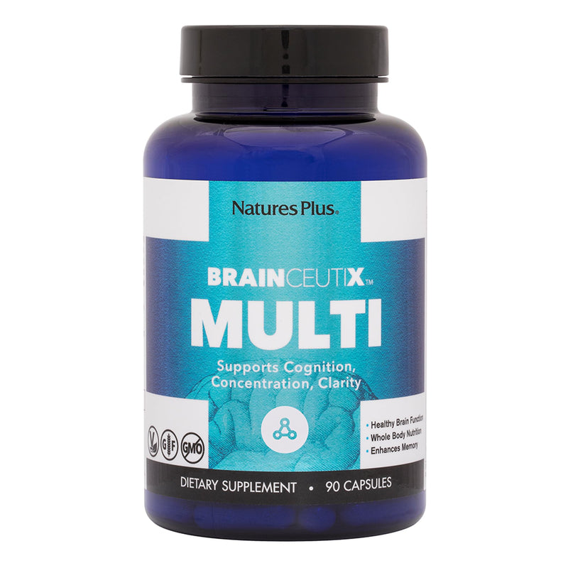 Nature's Plus BrainCeutix Multivitamin Capsules – 90 Capsules (30 Servings) – Supports Cognition, Focus & Memory – Vegan, Gluten Free, Non-GMO