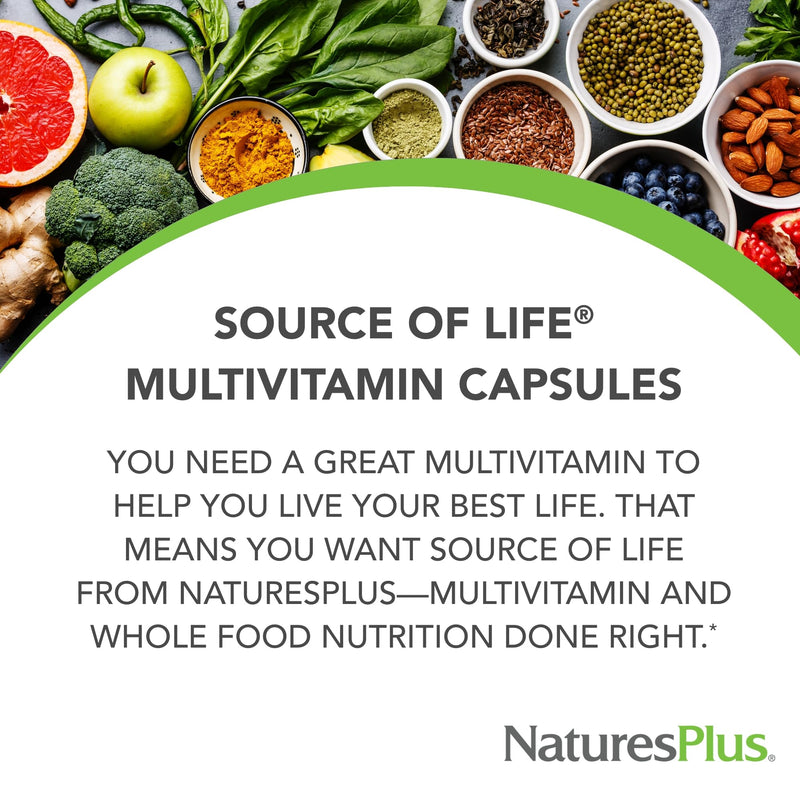 Natures Plus Source of Life 180 Capsules | 20 Servings | Multivitamin & Mineral