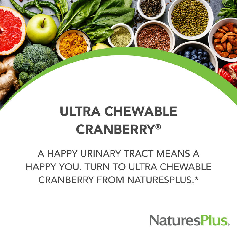 Natures Plus Ultra Chewable Cranberry Love Berries - 400 mg Cranberry + 120 mg Vitamin C, 180 Vegetarian Tablets | 90 Servings | Non-GMO & Gluten-Free