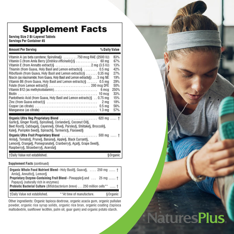 Natures Plus Ultra Juice Multivitamin - 90 Vegetarian Tablets | Whole Food Multivitamin - Non-GMO, Vegan