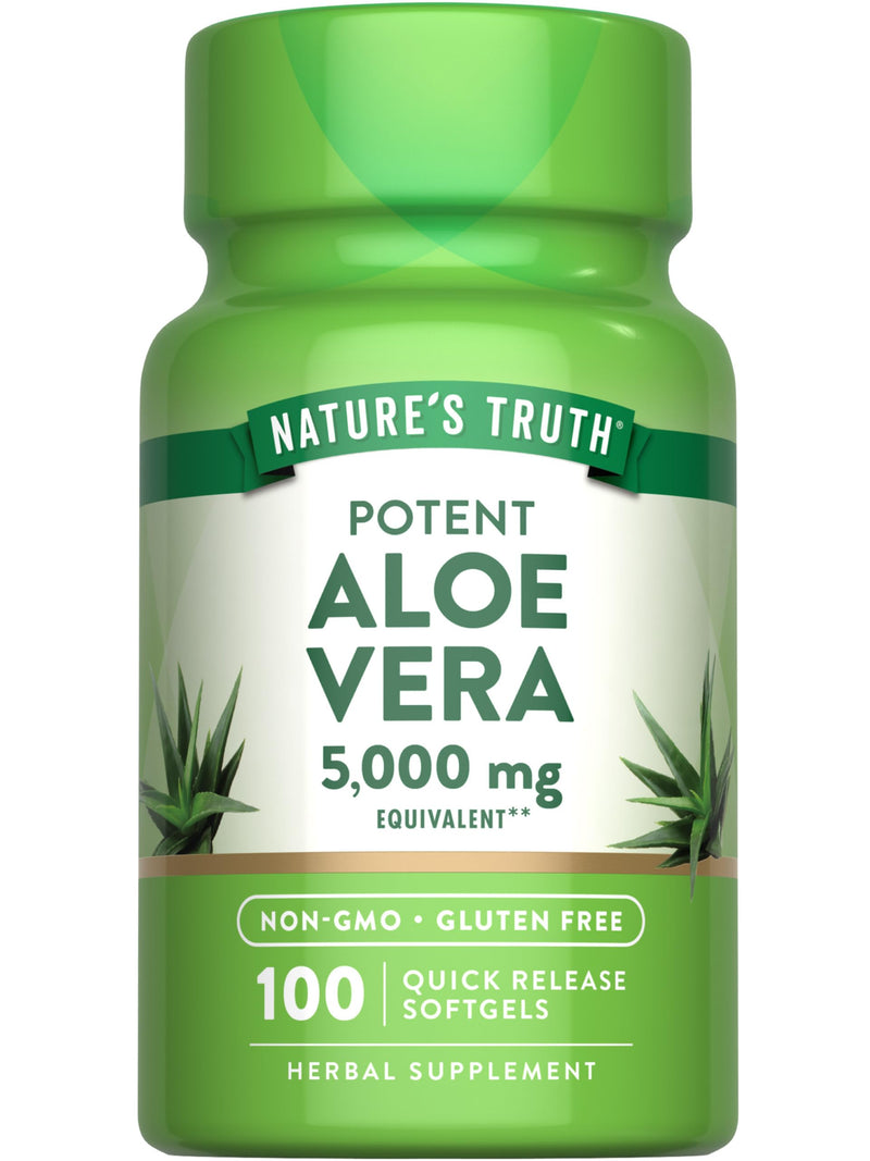 Nature's Truth Aloe Vera Softgels 5000 mg 100 Count | Non-GMO Gluten Free