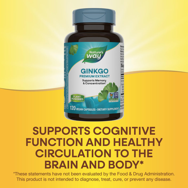 Nature's Way Ginkgo Premium Extract – Memory & Concentration, 120 Capsules