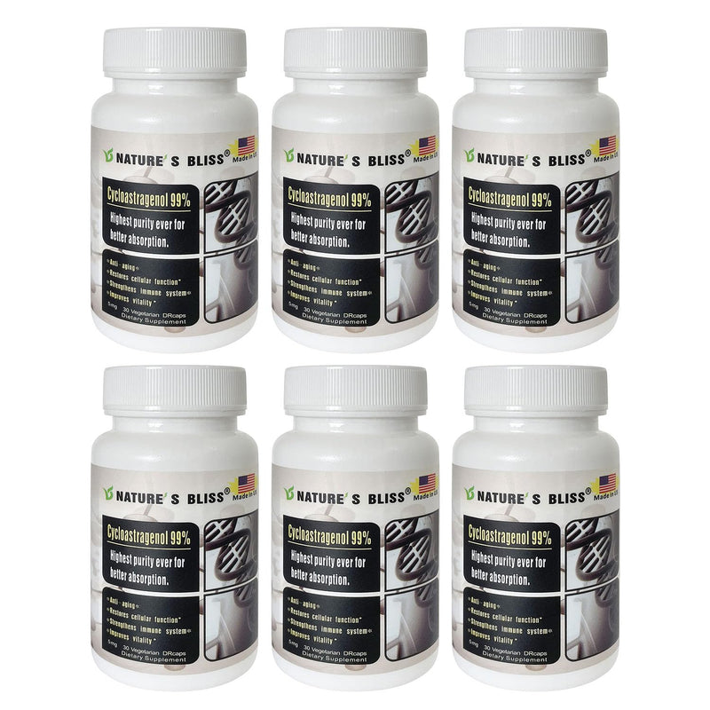 Nature'sbliss Cycloastragenol 99% - Stomach Acid Protected, Made in USA, 5mg, 180 Caps