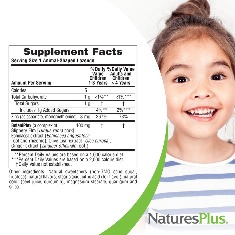 NaturesPlus Animal Parade KidZinc Tangerine - 90 Lozenges (Organic Chelated Zinc, Vegan & Gluten-Free)