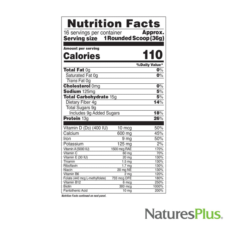 NaturesPlus FRUITEIN Revitalizing Green Foods Shake – Plant-Based Protein, 16 Servings