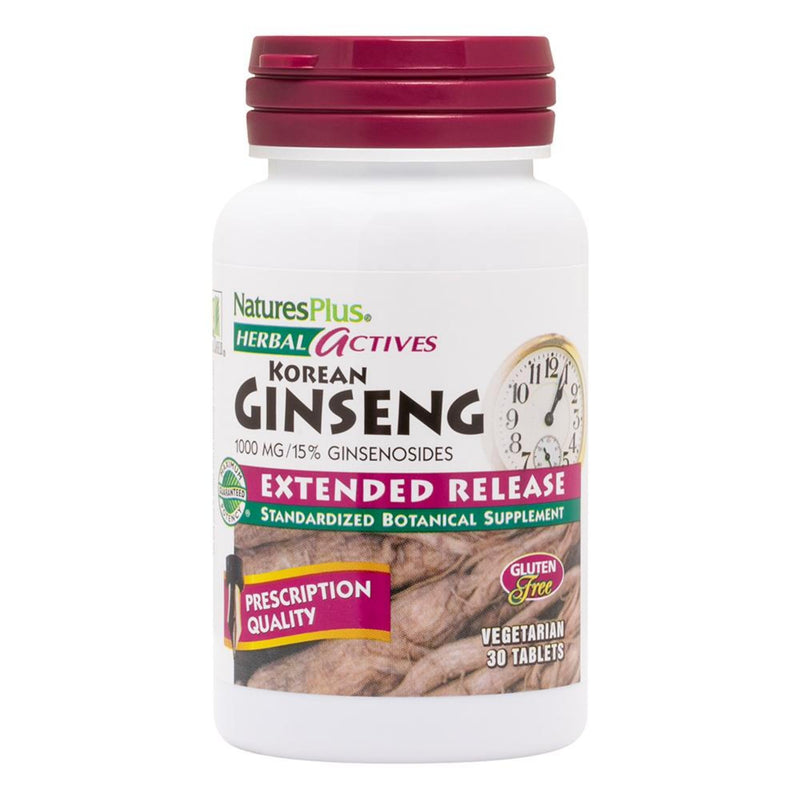 NaturesPlus Herbal Actives Korean Ginseng - Extended Release 1000 mg | 30 Vegan Tablets