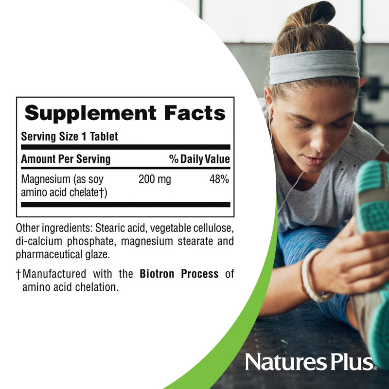 NaturesPlus Magnesium 200 mg | 180 Tablets | Vegetarian & Gluten Free - 180 Servings