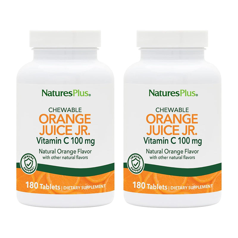 NaturesPlus Orange Juice Jr. Vitamin C Chewables – 100 mg, Pack of 2, Gluten Free, Vegetarian | 360 Servings