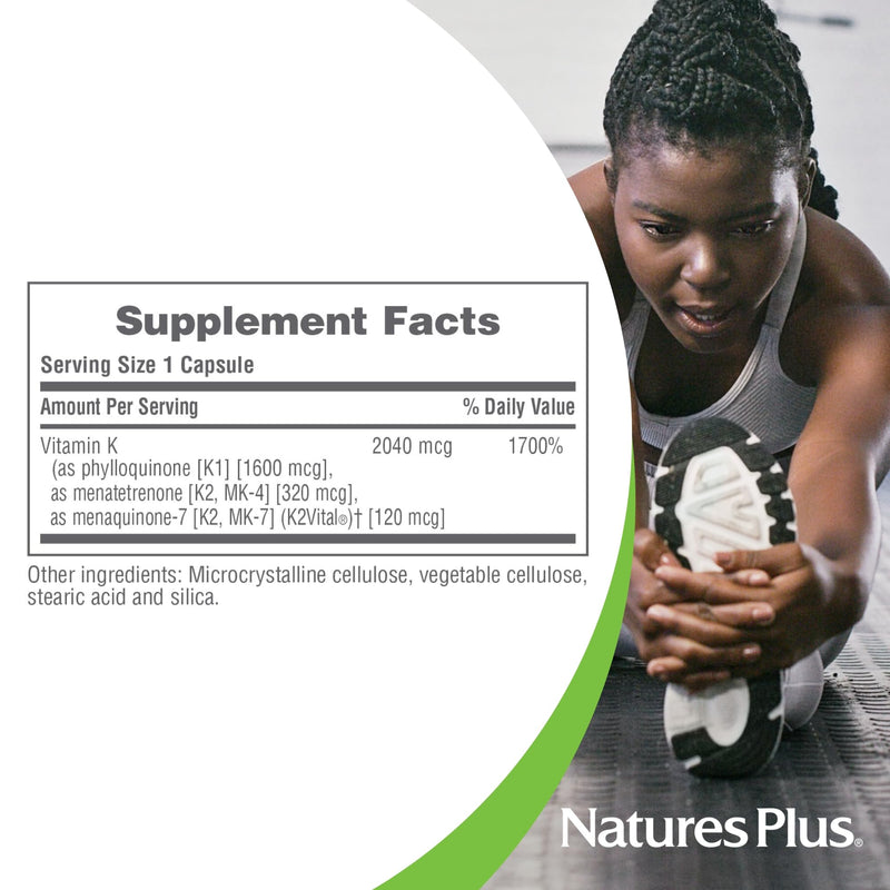 NaturesPlus PRO Super K Complex – 60 Capsules | Vitamin K1 & K2, Non-GMO, Vegan, Gluten Free