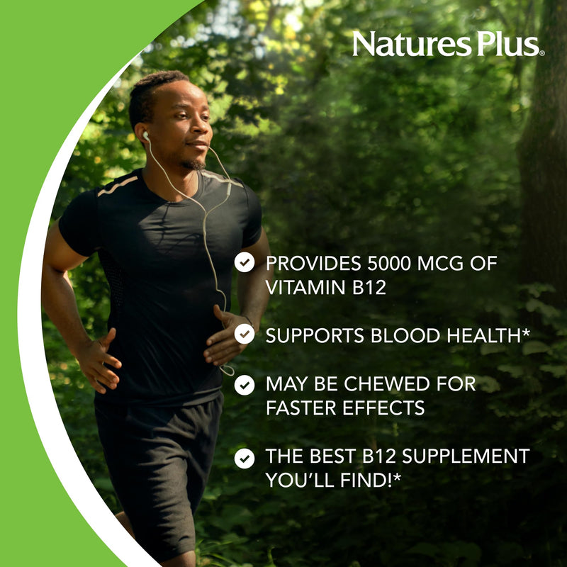 NaturesPlus Shot-O-B12 5000 mcg – 60 Servings, Vegetarian & Gluten Free | Energy & Mood Support