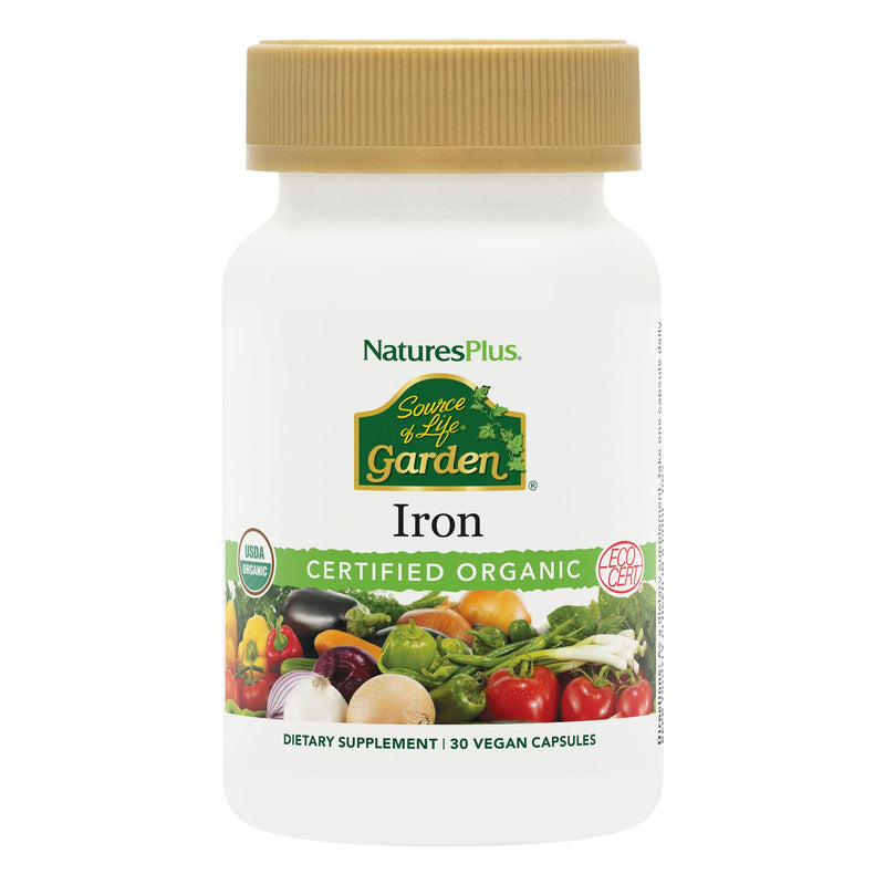 NaturesPlus Source of Life Garden Organic Iron 18 mg – 30 Vegan Capsules