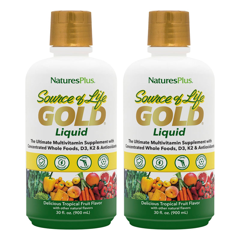 NaturesPlus Source of Life Gold Multivitamin Liquid – 30 fl oz, Pack of 2 (60 Servings per Bottle)