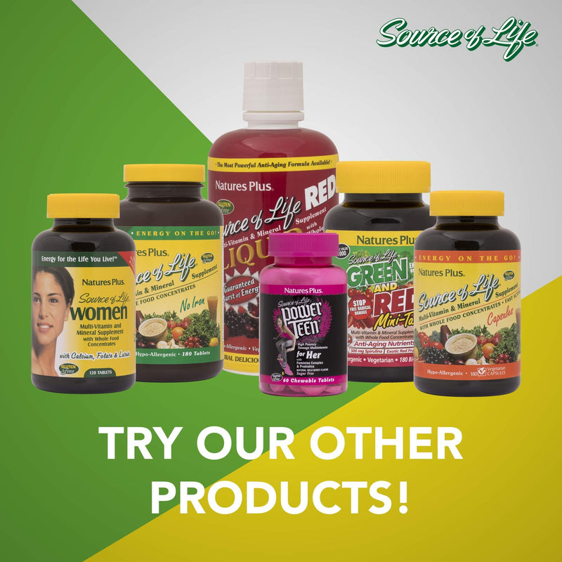 NaturesPlus Source of Life Adult Chewable Multivitamin – Apple Cinnamon Flavor (90 Wafers, 45 Servings)
