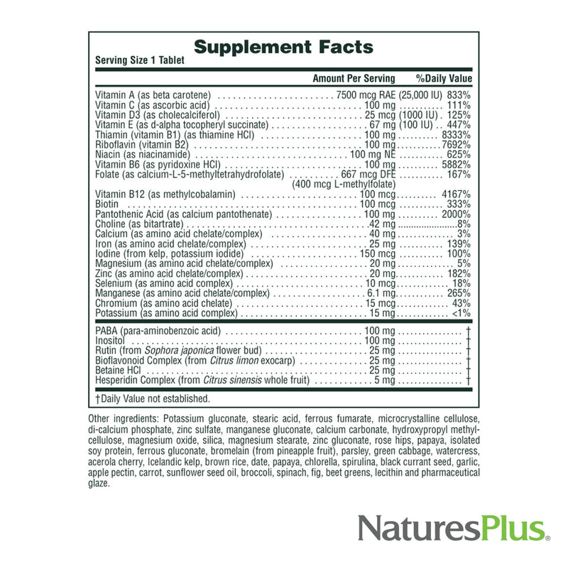 NaturesPlus Ultra II Daily Multivitamin with Whole Foods — Sustained-Release, 60 Tablets for Energy & Immune Support
