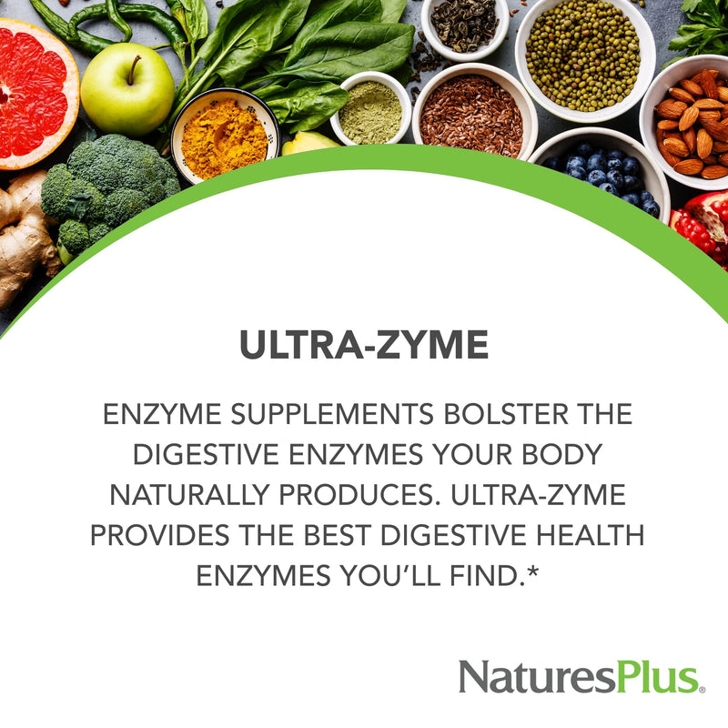 NaturesPlus Ultra-Zyme - 90 Tablets | Gluten Free Enzyme Supplement for Healthy Digestion