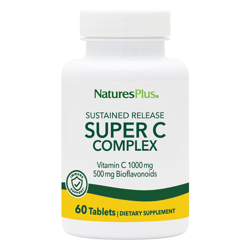 NaturesPlus Super C Complex | Sustained Release, 60 Tablets | Vitamin C 1000 mg + Bioflavonoids 500 mg | Vegetarian & Gluten Free