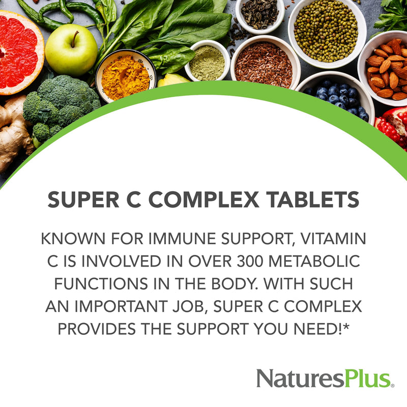 NaturesPlus Super C Complex | Sustained Release, 60 Tablets | Vitamin C 1000 mg + Bioflavonoids 500 mg | Vegetarian & Gluten Free